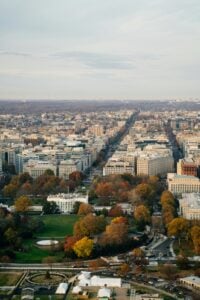 entry level jobs DMV — aerial view of Washington DC representing career opportunities across the DC Maryland and Virginia region in 2026.