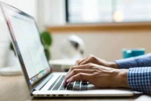Writing a thank-you email to follow up after an interview.